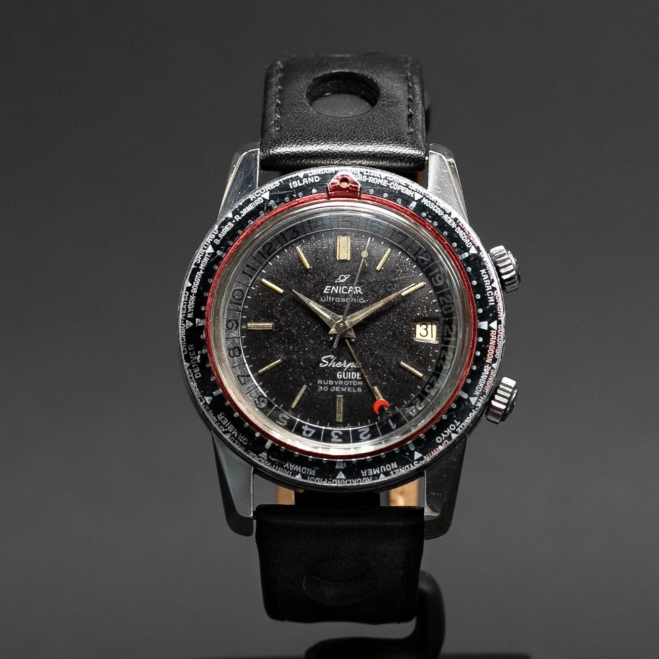 Enicar Sherpa Guide Ultrasonic Seapearl GMT World time - L'Atelier du Temps