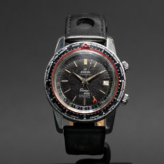 Enicar Sherpa Guide Ultrasonic Seapearl GMT World time - L'Atelier du Temps