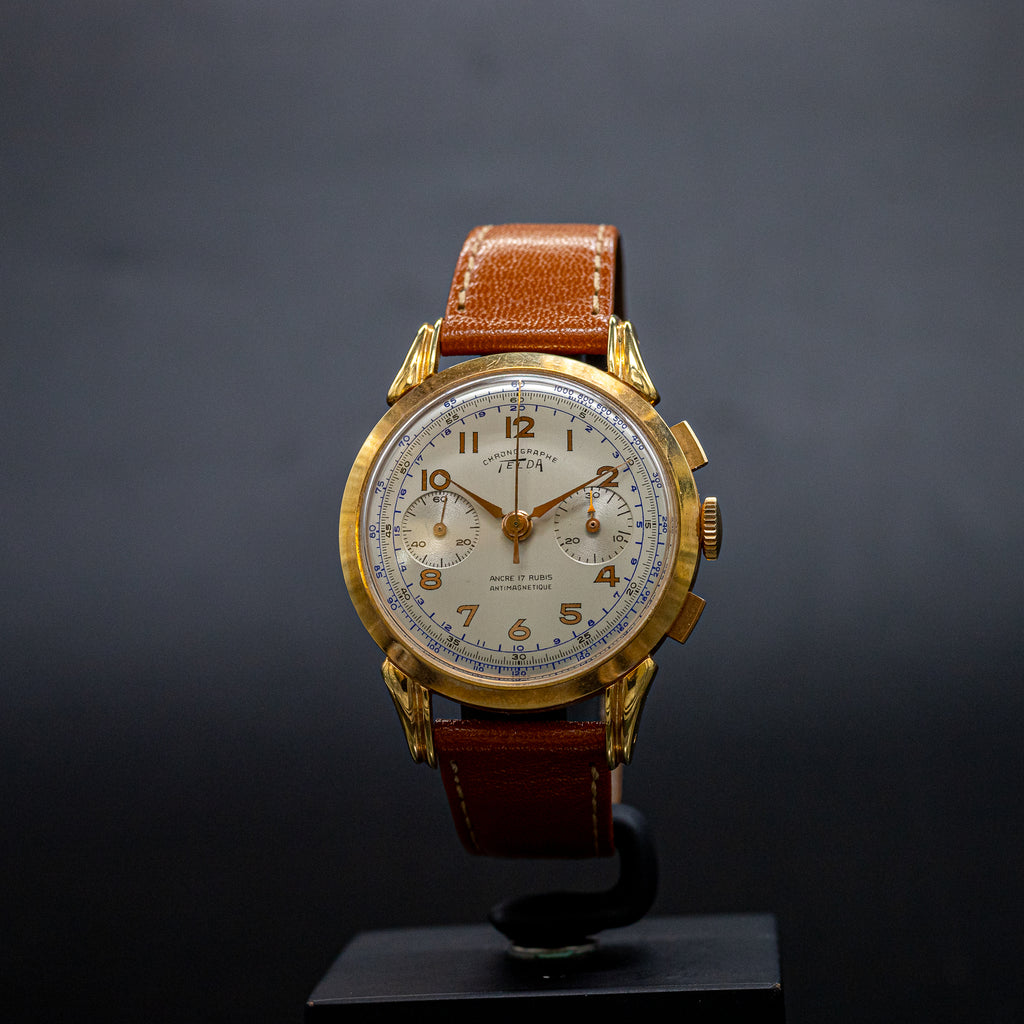 Cadran De Montre Chronographe Suisse Telda - 34.18 Mm - Réf CHRO4 - Or - Occasion